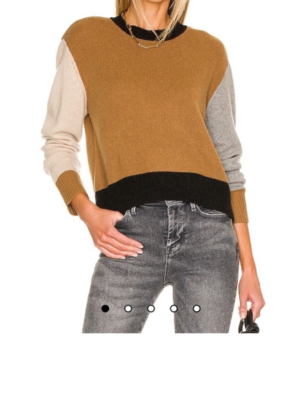 FRAME Cashmere Color Block Crew Sweater Size: Small